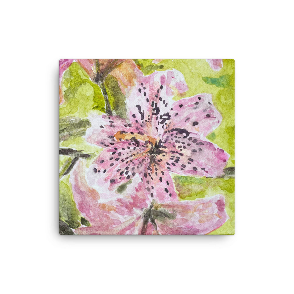 pink tiger lily painting Tiger Lily Canvas Print – Cynthia Coffield Studio
