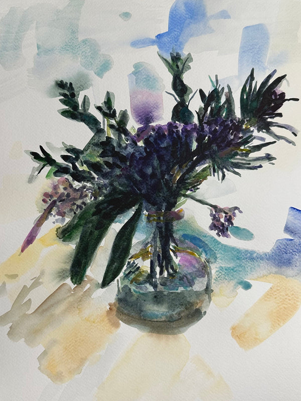 Table Flowers with Thistle - Cynthia Coffield Fine Art