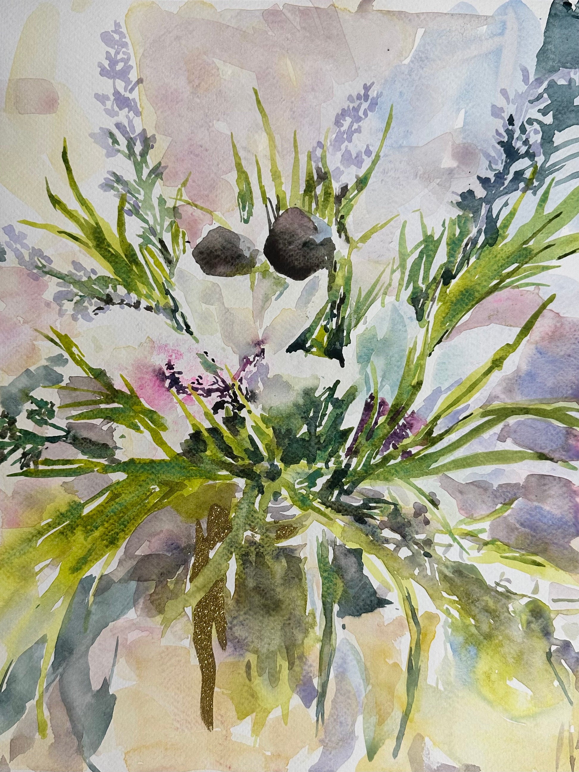 Orchids with Gold - Cynthia Coffield Fine Art