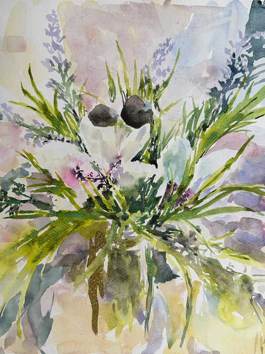 Orchids with Gold - Cynthia Coffield Fine Art