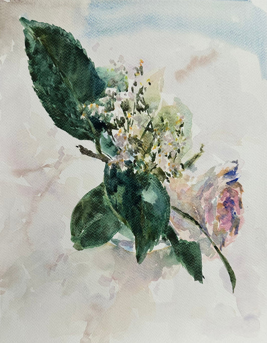 Coffee Shop Rose with Aussie Red Gold - Cynthia Coffield Fine Art