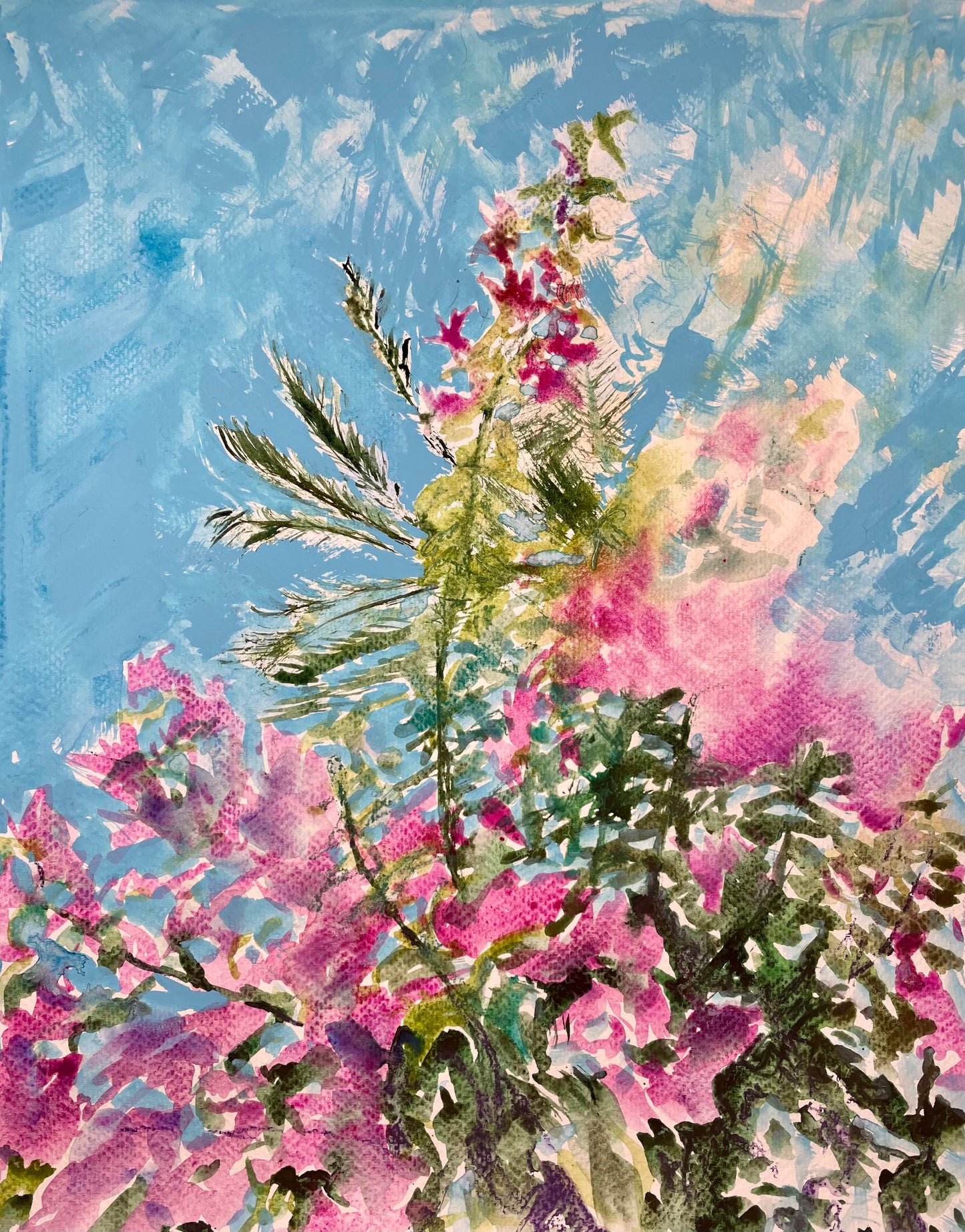 Bougainvillea & Palm Trees - Cynthia Coffield Fine Art