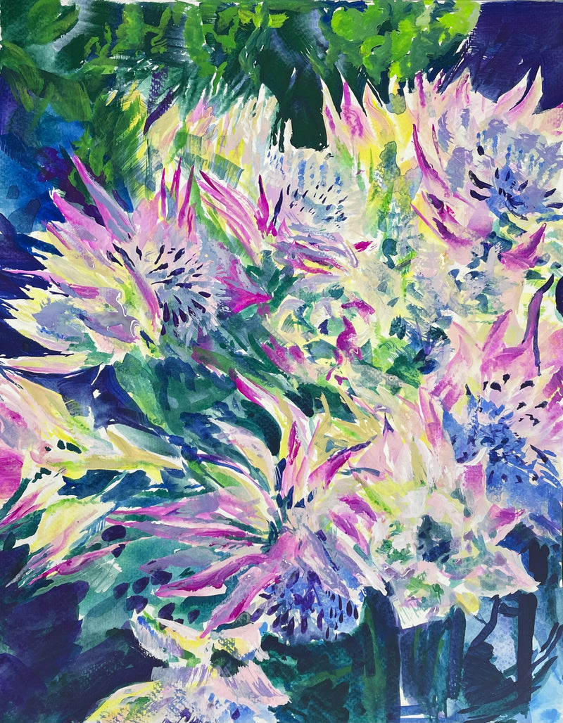 Sempervivum Flowers - Cynthia Coffield Fine Art