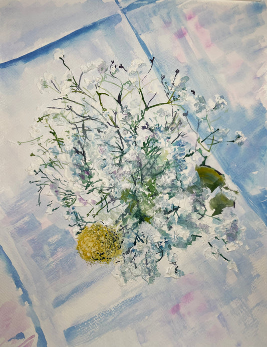 Baby's Breath on White Linen Night - Cynthia Coffield Fine Art